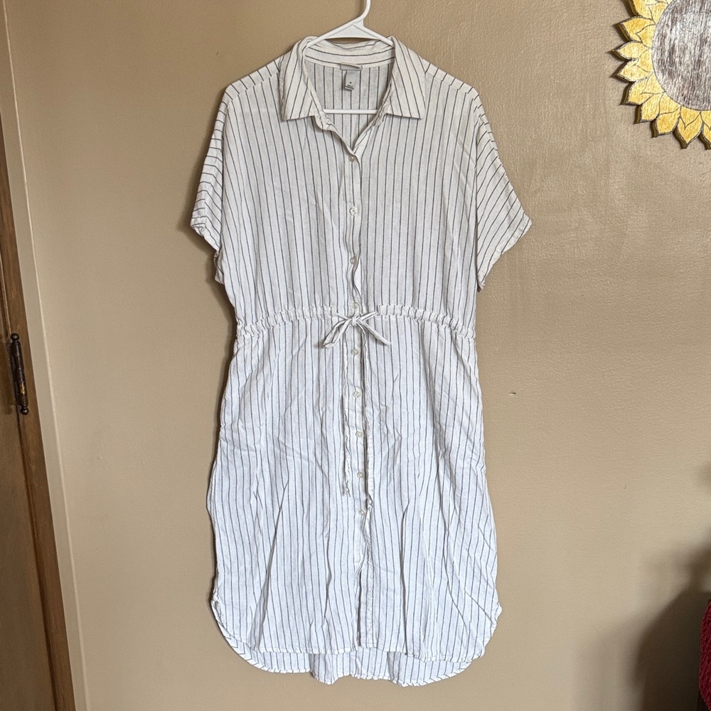 a new day Cream and Black Striped Top